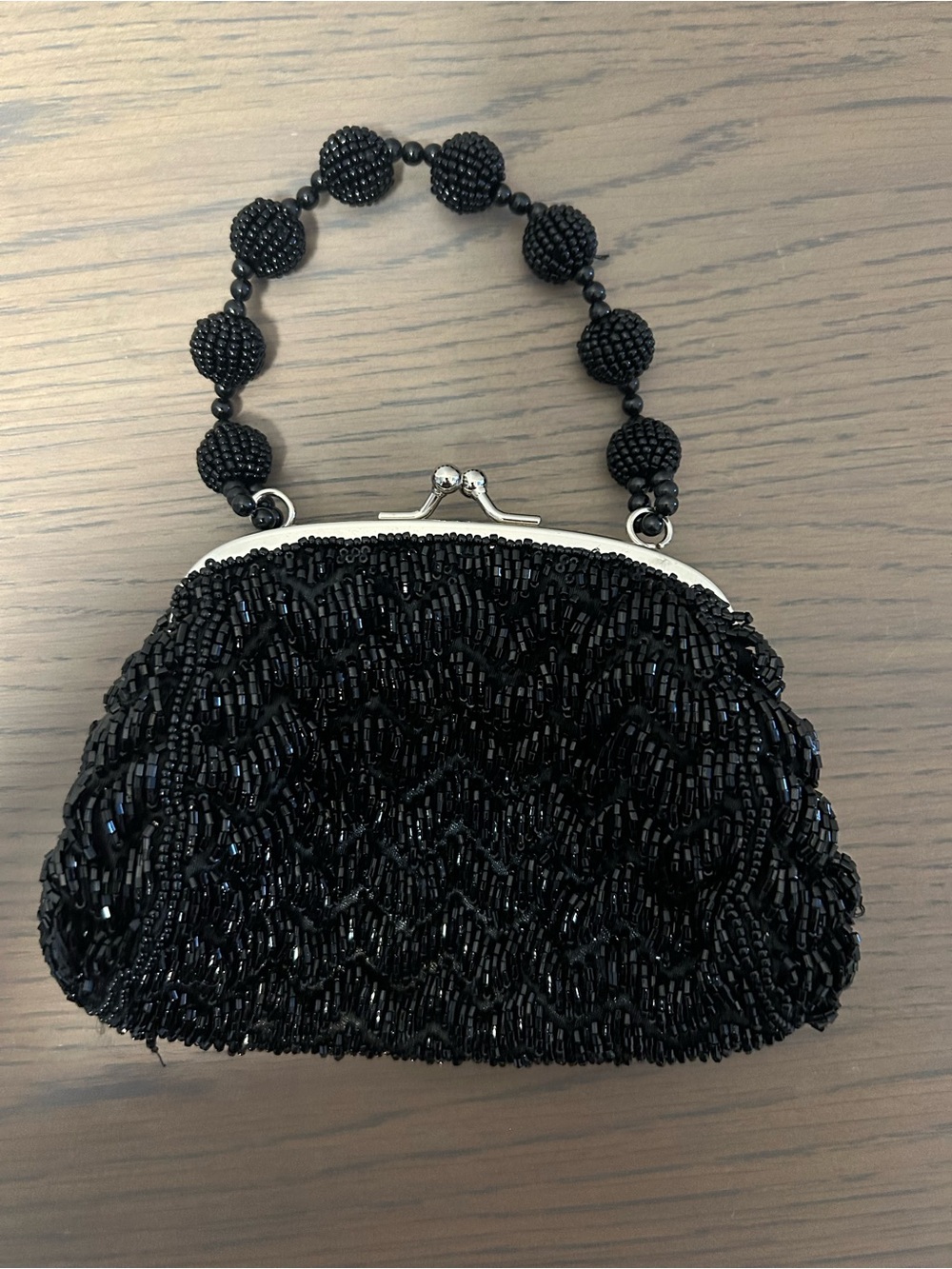 Beaded Black Evening Clutch Handbag